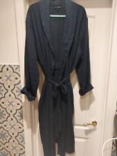 New Black Ficus Full Length Linen Dressing Gown, Belted Duster Coat. Navy XL for sale  Shipping to South Africa