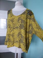 Desigual yellow floral oversized top blouse embroidery details size M 10 12, käytetty myynnissä  Leverans till Finland