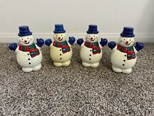 Set of 4 Vintage 8.5” Plastic Mold Snowman Yard/ Pathway Lights Cute for sale  Henderson