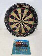 vintage WINMAU British Darts Association official dart board w/vintage darts for sale  Shipping to South Africa