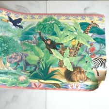 Papel de parede vintage anos 90 berçário selva brincalhão colorido leão girafa zebra borda , usado comprar usado  Enviando para Brazil