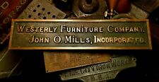 Placa Westerly R.I Furniture Company 1910 High St John Olcott Mills  segunda mano  Embacar hacia Argentina