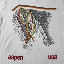 Camisa de esquí vintage de punta única Aspen Colorado mapa de montaña 1976 años 70 antigua EE. UU. segunda mano  Embacar hacia Argentina