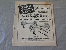 Vintage Directions for Setting Up Operating John Deere 952 Wagon Trailer & Wagon for sale  Chillicothe