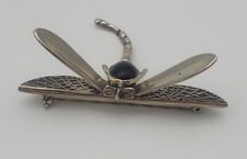 Used, Vintage sterling silver 925 onyx Dragonfly insect brooch pin for sale  Shipping to South Africa
