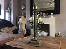 ANTIQUE 13.5" ORNATE BRASS COLUMN TABLE LAMP NO SHADE COTTAGE HOTEL PUB ETC for sale  Shipping to South Africa