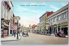 Used, Ironwood Michigan MI Postcard Aurora Street Business Section c1940's Vintage for sale  Shipping to South Africa