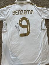 Camiseta de futebol retrô Karim Benzema assinada à mão Real Madrid 9 certificado de autenticidade verificado, usado comprar usado  Enviando para Brazil