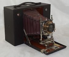 No. 4 cartuchos Kodak modelo E antigua cámara de madera con fuelle rojo y lente de latón, usado segunda mano  Embacar hacia Argentina