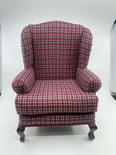 Unbranded Vtg Doll Bear Stuffed Animal  Accent Wing Back Chair Large Plaid Print for sale  Shipping to South Africa