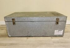 Vintage Retro Large Galvanised Steamer Chest Travel Trunk Foot Locker for sale  Shipping to South Africa