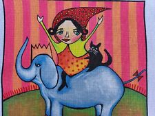 Elizabeth Turner ~ Jinete de elefante de circo ~ Gato negro ~ Lienzo de punta de aguja pintado a mano ~ segunda mano  Embacar hacia Argentina