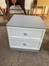 Vintage Grey & White Painted Bedside Cabinet Unit Chest 2 Drawers for sale  Shipping to South Africa