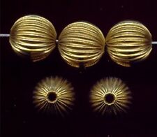 12 VINTAGE BRASS CORRUGATED 10mm. ROUND BEADS 2406, used for sale  Shipping to South Africa