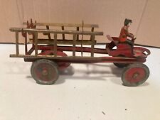 Antique Kingsbury Fire Ladder Truck wind-up Toy, used for sale  Shipping to South Africa