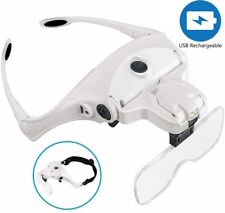 2 LED Headband Headset Head Lamp Light Jeweler Magnifier Magnifying Glass Loupe for sale  Shipping to South Africa