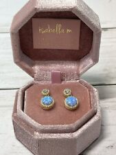 Used, isabella m. Opal Stud Drop Earrings, Cubic Zirconia 3/8" diameter NEW for sale  Shipping to South Africa