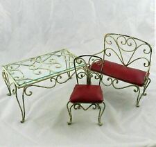 Antique Iron Doll Patio Set 3 Pieces Settee Chair & Table, used for sale  Shipping to South Africa