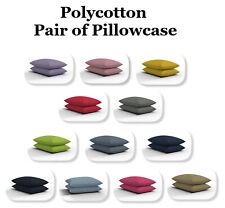 Pillowcases Pair Pack Housewife Pillow Covers Set Polycotton Plain Dyed 48x74cm for sale  Shipping to South Africa