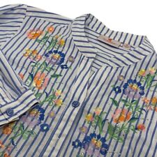 Used, Quacker Factory 3/4 Sleeve Tunic/Shirt Blue White Striped Embroidered M for sale  Shipping to South Africa
