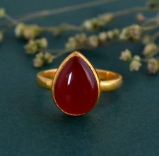 Anel de cornalina natural, anel folheado a ouro 18k, anel feito à mão, presente para ela,, usado comprar usado  Enviando para Brazil