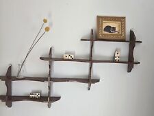 Vtg Wood 4 Tier Wall Hanging Display Shelf Miniatures Chippy Brown Paint 27"x15" for sale  Shipping to South Africa