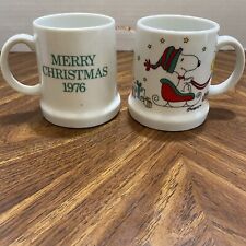 Taza de café Snoopy Beagle perro cacahuetes trineo feliz Navidad 1976 Woodstock lote 2 segunda mano  Embacar hacia Argentina
