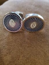 Authentic Cartier Cufflinks Blue And Silver Double C Logo for sale  Shipping to South Africa