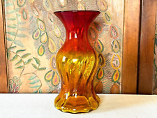 Vintage Mid Century Modern Hand Blown Blenko Style Amberina Glass Vase for sale  Shipping to South Africa