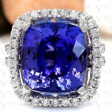 8.65ct Cushion Blue Natural Tanzanite Gemstones Diamond Ring Real 14K White Gold for sale  Shipping to South Africa