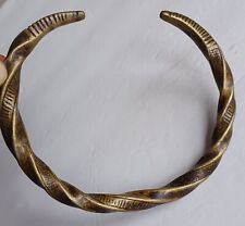 vtg twist brass metal African tribal choker collar necklace cuff costume ethnic for sale  Shipping to South Africa