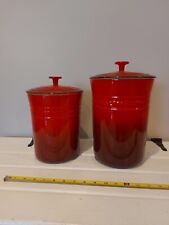 Le Creuset Red Stoneware Canister Set: Medium and Large for sale  Shipping to South Africa