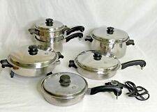 VTG Saladmaster 18-8 Stainless Waterless Pot Pan + Elec Skillet 12 Pc set USA for sale  Shipping to Canada