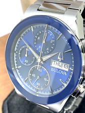 Relógio masculino Bulova 98C143 milênios cronógrafo quartzo mostrador azul aço Gunmetal comprar usado  Enviando para Brazil