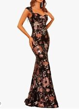 Used, Faeriesty women's floral sequin cap sleeves mermaid gown formal longline dress for sale  Shipping to South Africa