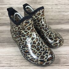 Botas de lluvia Corkys Stormy Leopard con estampado de animal al tobillo para mujer talla 6 segunda mano  Embacar hacia Argentina