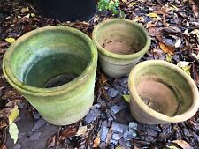 Vintage handmade garden terracotta three pots for sale  LONDON