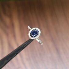 Anillo de compromiso de zafiro azul anillo de plata esterlina 925 creado en laboratorio segunda mano  Embacar hacia Mexico