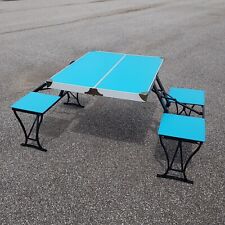 Práctico juego de mesa de picnic de camping Milwaukee de colección Stamping Co maleta plegable azul segunda mano  Embacar hacia Argentina