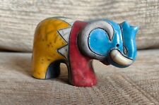 Small Colourful Elephant Pottery Ornament 6 cm High for sale  Shipping to South Africa