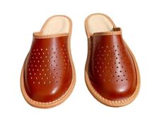 Chinelos masculinos de couro feitos à mão confortáveis indoor outdoor fechados para sandálias Mules, usado comprar usado  Enviando para Brazil