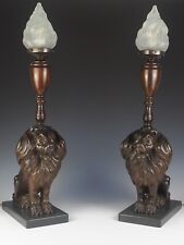 19th Century Carved Oak Lion Table Lamps for sale  Shipping to South Africa