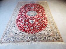 Occasion, Pershian Floral Wool & Silk RED Nain Hand-Knotted Oriental Area Rug / Carpet. d'occasion  Expédié en Belgium