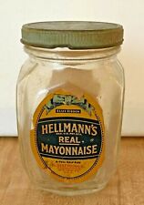 Used, Vintage Hellmann’s Mayonnaise Glass Jar Full Half Pint Best Foods USA for sale  Portsmouth