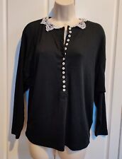 Used, Women long sleeve Blouse top,the Tent club,black with crochet,size M/L,Pre-owned for sale  Shipping to South Africa