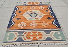 Authentic Hand Knotted Vintage Shrz Kilim Wool Area Rug 2.9 x 2.2 Ft (1672 SU) for sale  Shipping to South Africa