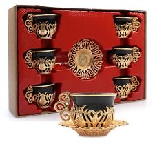 Conjunto de 12 xícaras de café expresso Alisveristime estilo árabe grego turco ouro preto, usado comprar usado  Enviando para Brazil