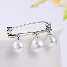 Fashion Pearl Fixed Strap Safety Pin Brooch Clip Chain Cardigan Charm Jewelry for sale  Shipping to Canada