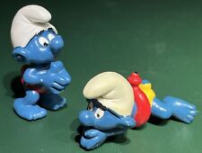 Smurfs Red Float Tube Floaty & Dive Smurf Swimming Swimmer Swam Paddle Figurines, used for sale  Shipping to South Africa