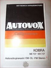 Manuale autoradio autovox usato  Roma
